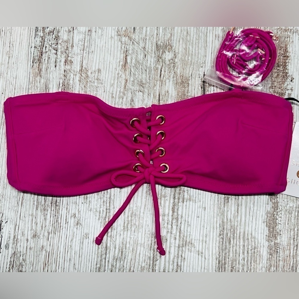 Junior Strapless Bikini Swim Top Lace Up Front - XS - Shade & Shore